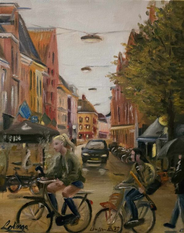 Hockeydames in de brugstraat